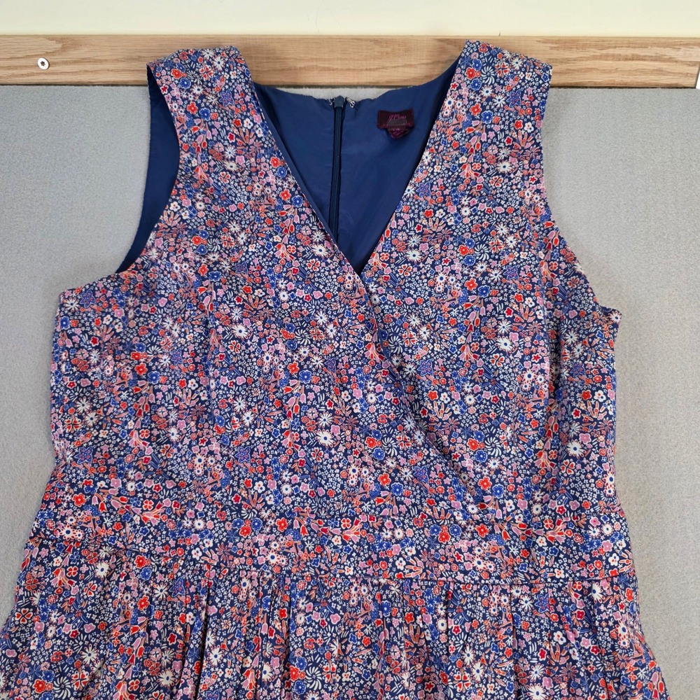 J.Crew Liberty London Fabric Floral V-Neck Midi Dress Pockets  K7809 Womens 14 - Picture 2 of 13